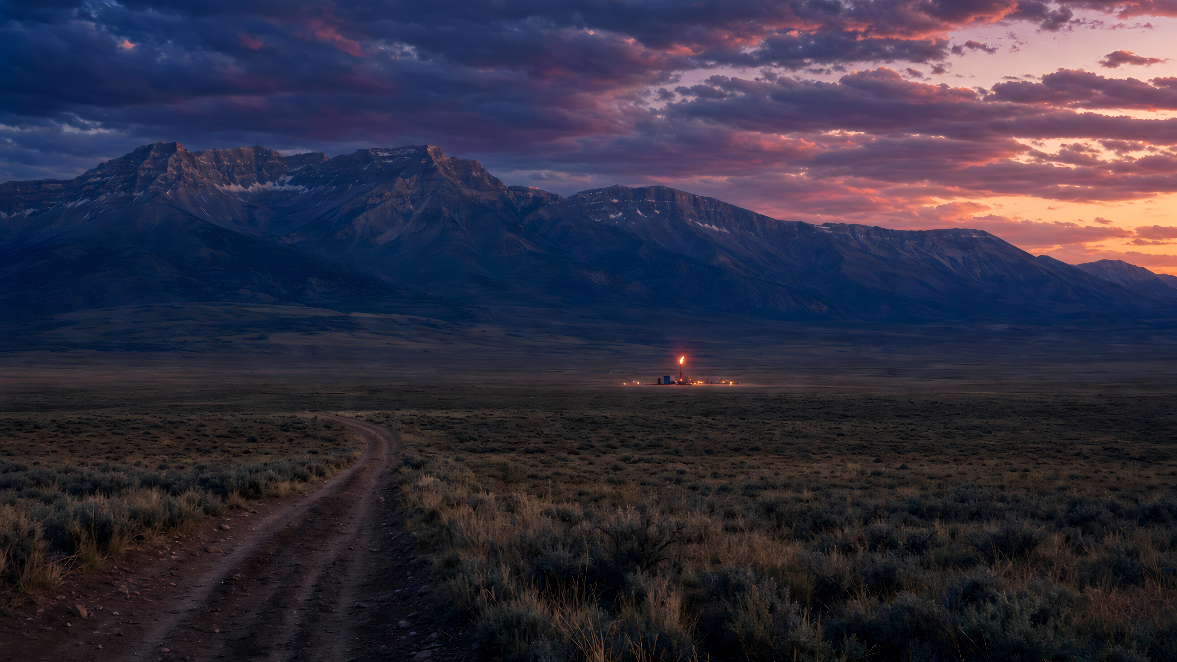 Remote Wyoming natural gas well pad